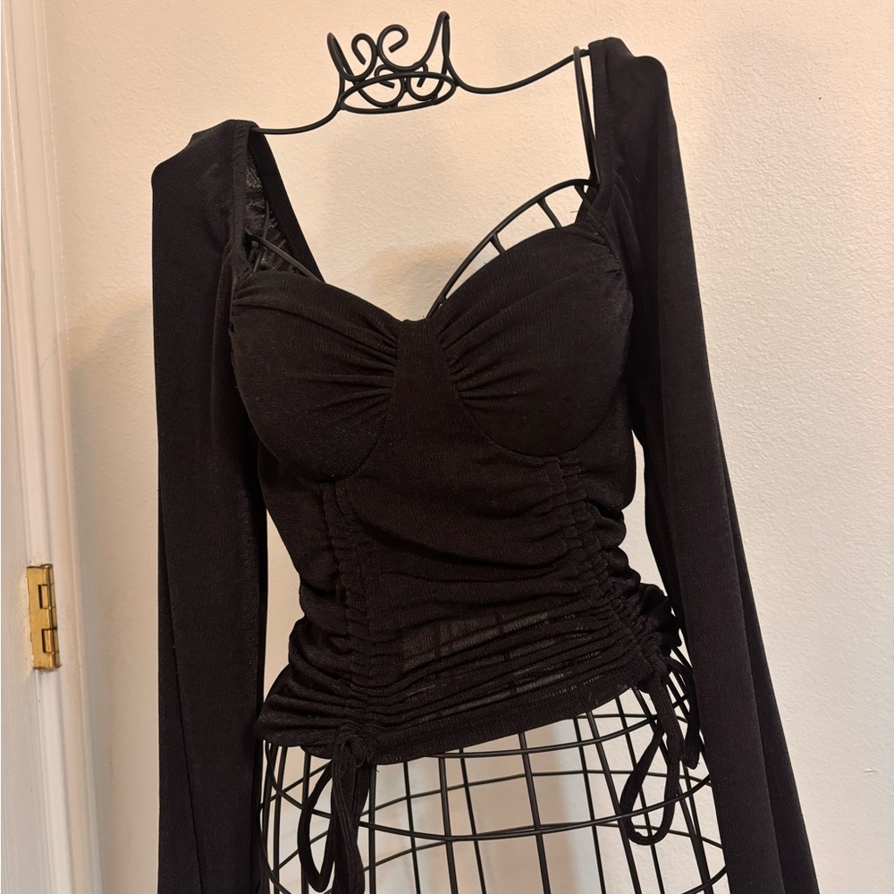 No Boundaries Black Ruched Blouse